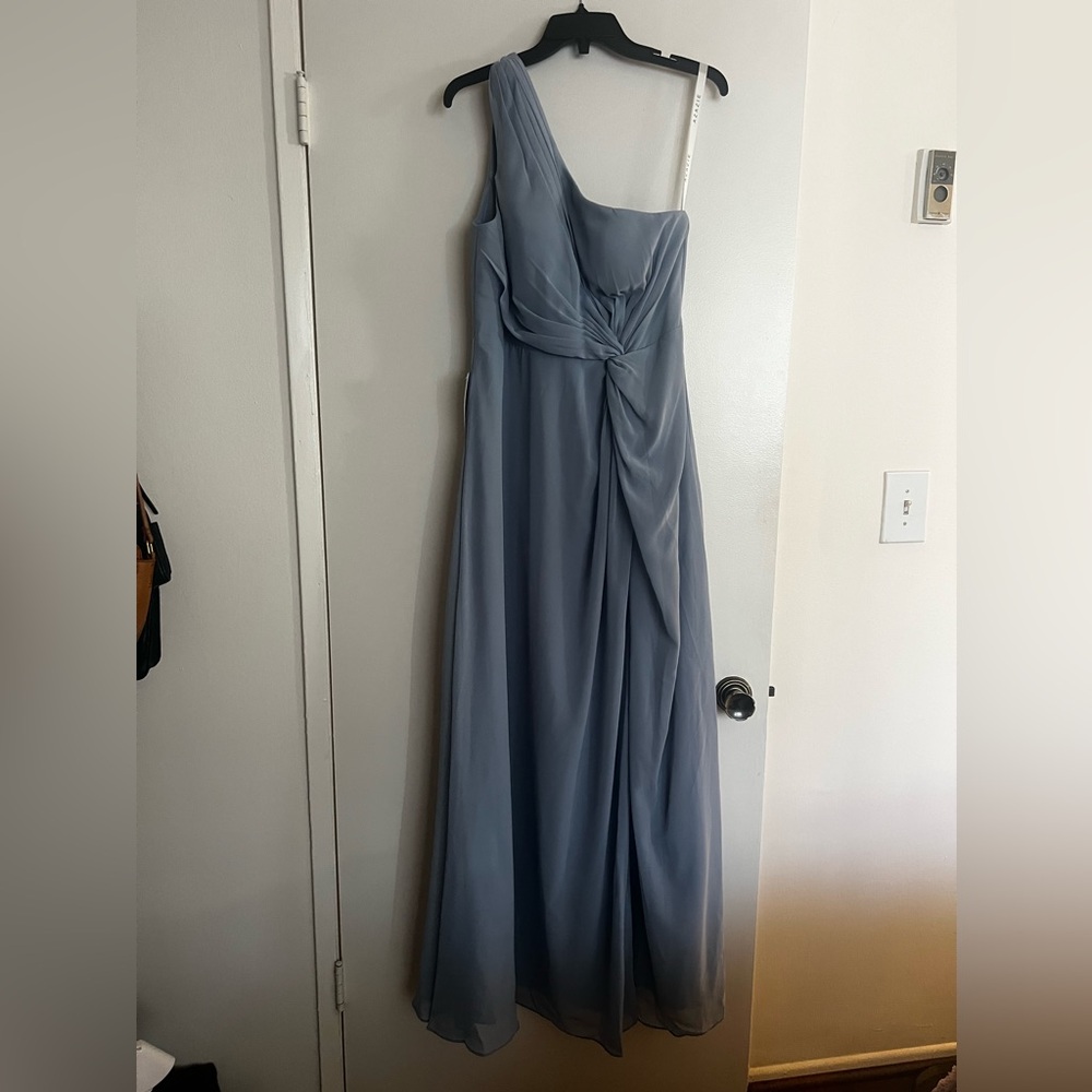 Azazie One Shoulder Blue Dress - Picture 8 of 10